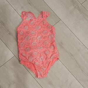 Baby GAP Pink Floral Flutter Swimsuit Girls Size 4 Years Toddler One Piece Pink